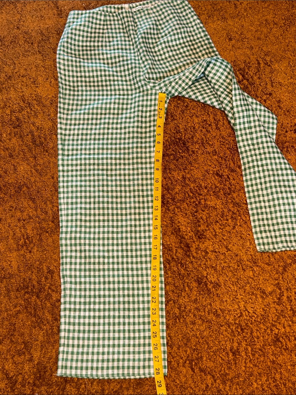 Reformation Green and White Gingham Straight-Leg Pants - Picture 4 of 9